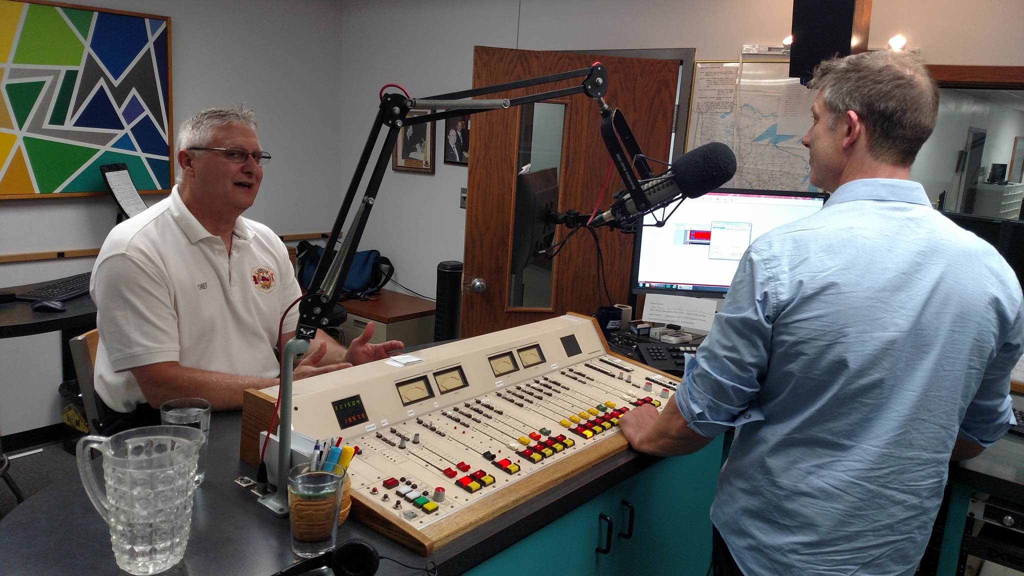 Fire chief Greg Cleveland, whose last day is today, was in the WIZM studio Thursday.